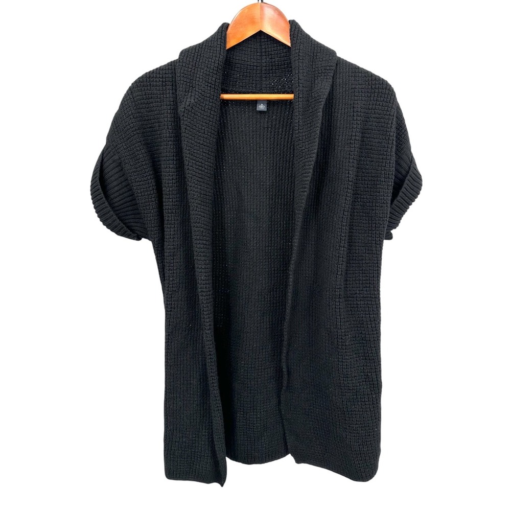 Banana Republic Merino Wool Cardigan Sweater Black Short Sleeve Women's Small